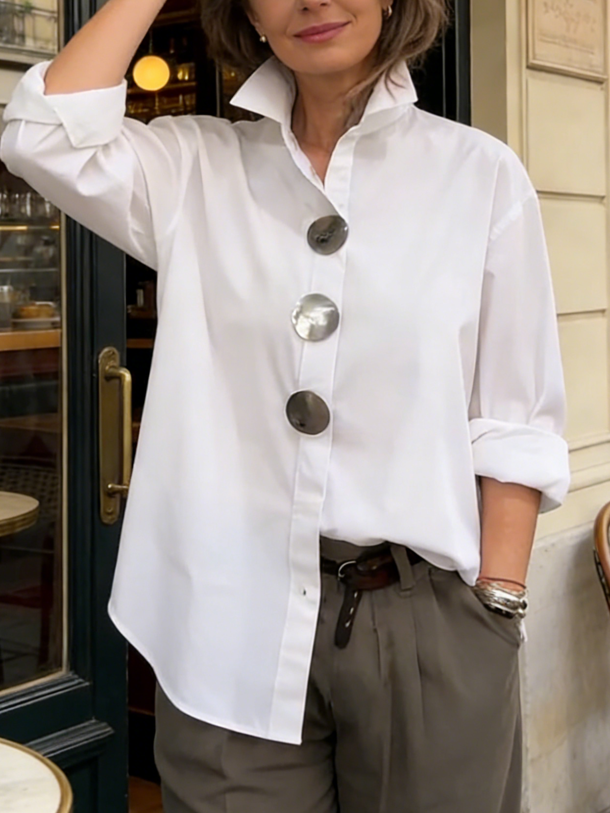 Rosa™ | Blusa con cuello abotonado