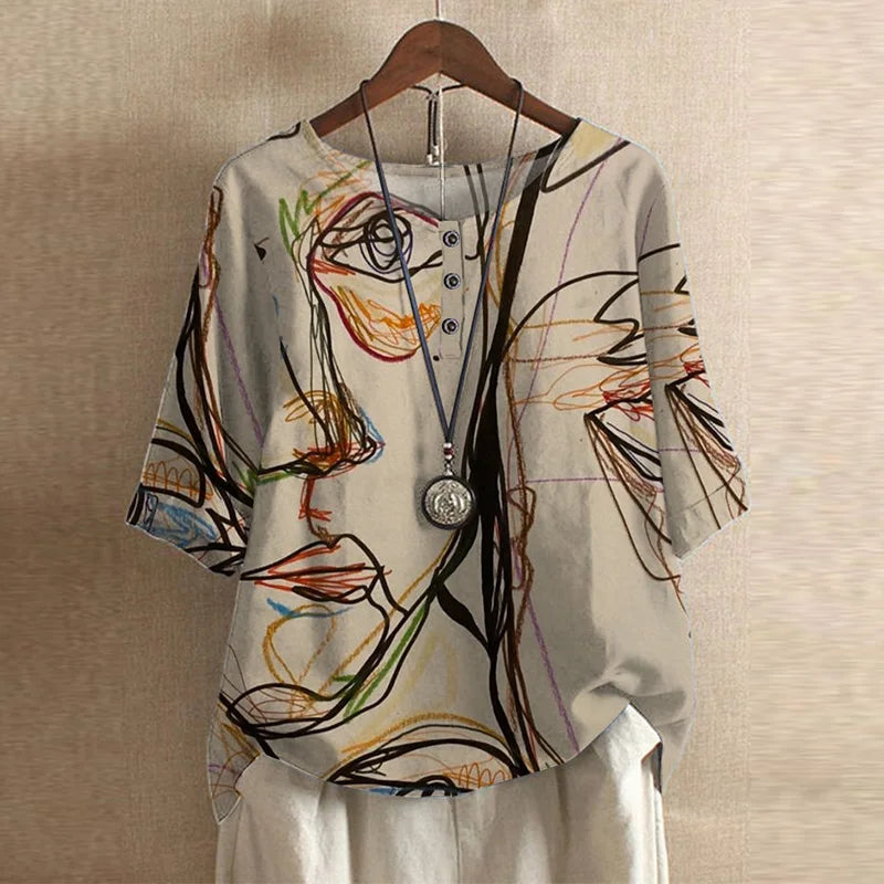 Daniela™ | Blusa retro estampada