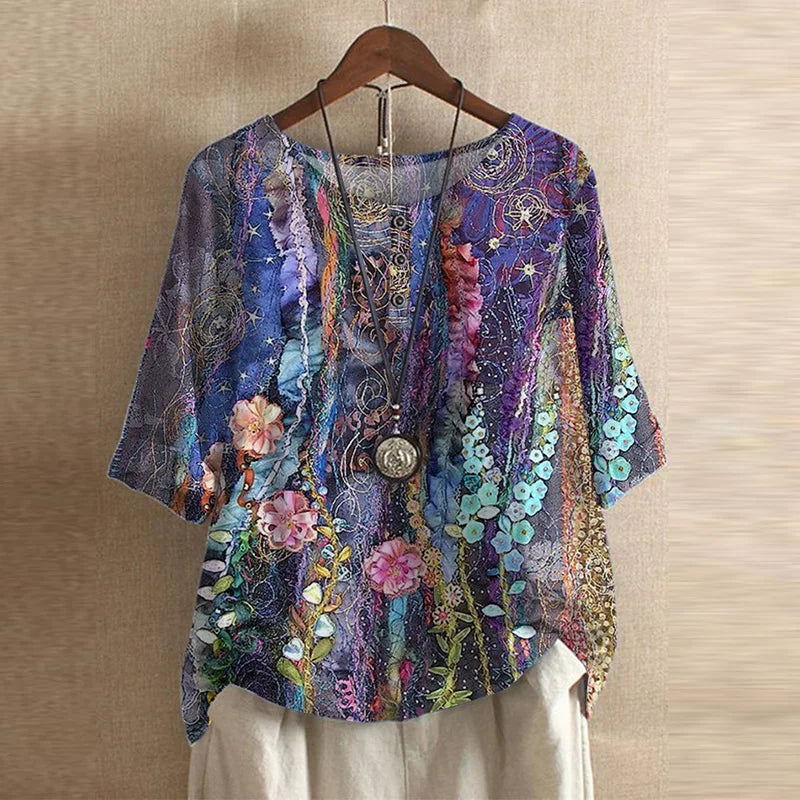 Daniela™ | Blusa retro estampada
