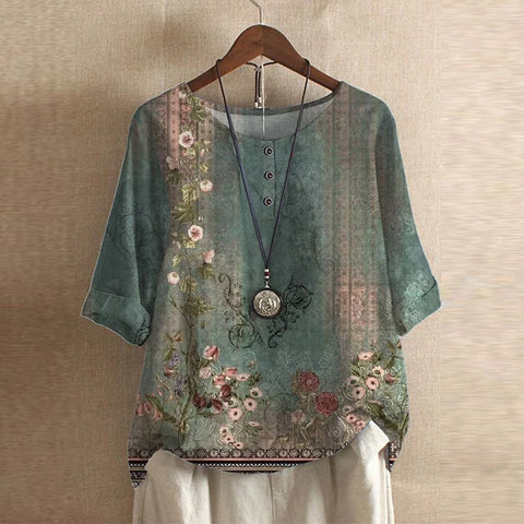 Daniela™ | Blusa retro estampada