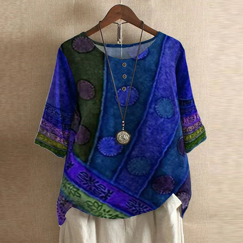 Daniela™ | Blusa retro estampada