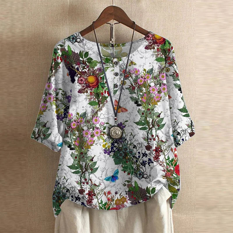 Daniela™ | Blusa retro estampada